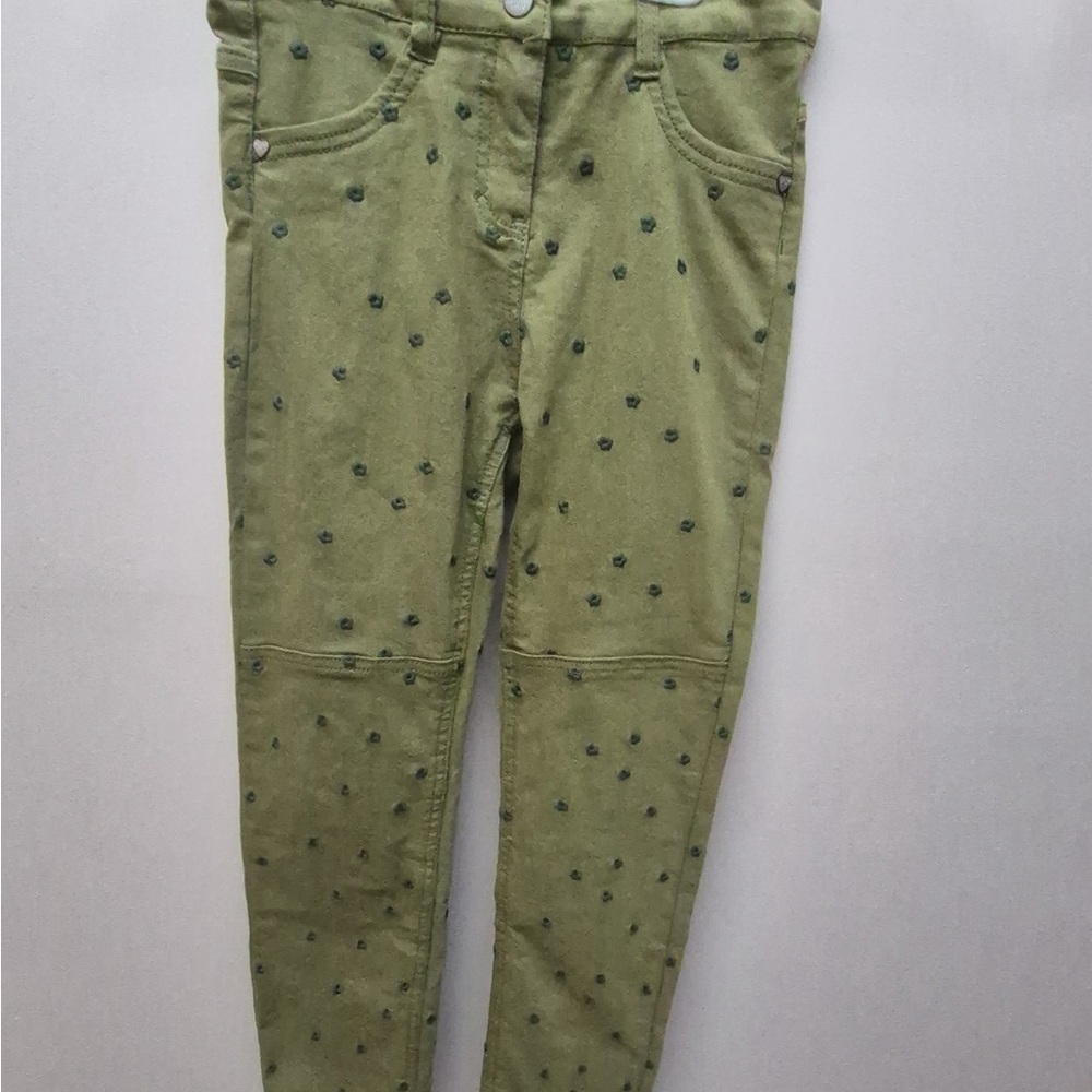 Stylish Kids' Olive Polka Dot Jeans
